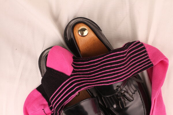 Pink Black Shadow Striped Cotton Socks - Image 7