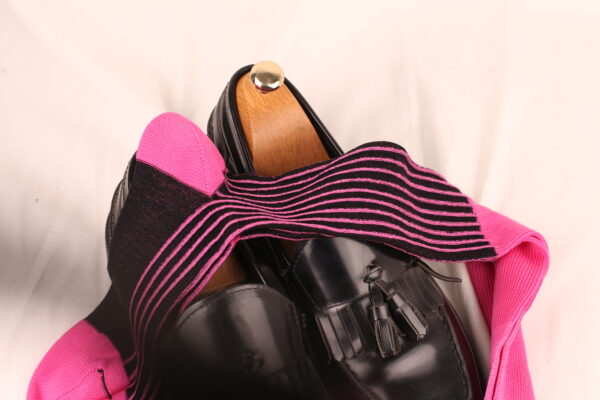 Pink Black Shadow Striped Cotton Socks - Image 8