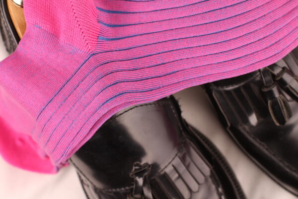 Pink Blue Shadow Striped Cotton Socks - Image 5
