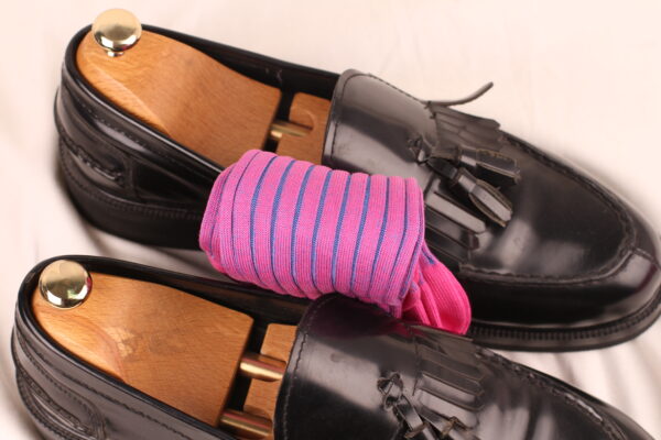 Pink Blue Shadow Striped Cotton Socks