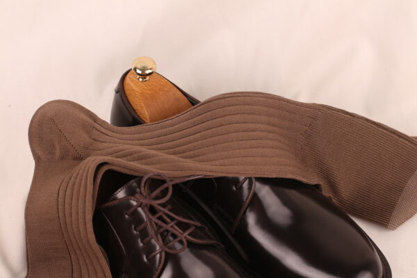 NEW! Cappuccino Brown Ribbed Cotton Socks - Image 4