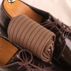 NEW! Cappuccino Brown Ribbed Cotton Socks
