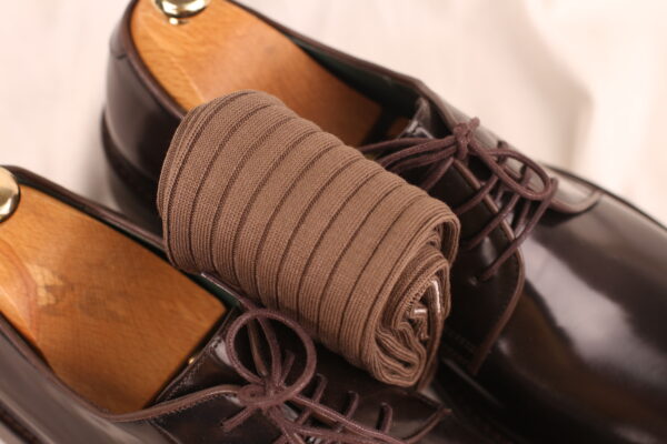 NEW! Cappuccino Brown Ribbed Cotton Socks