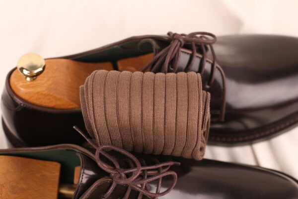 NEW! Cappuccino Brown Ribbed Cotton Socks - Image 3