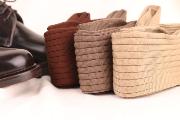NEW! Cappuccino Brown Ribbed Cotton Socks - Image 5