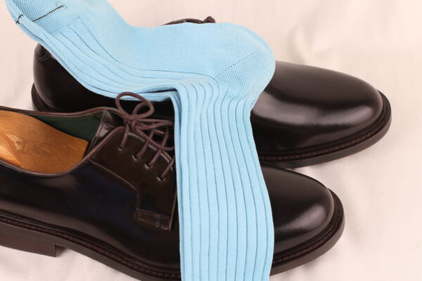 NEW! Blue Ribbed Cotton Socks - Image 2