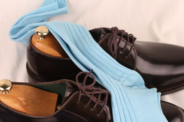 NEW! Blue Ribbed Cotton Socks