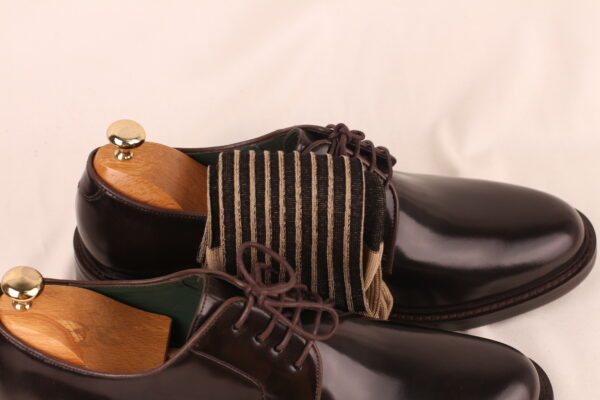 Beige Black Shadow Striped Cotton Socks - Image 6