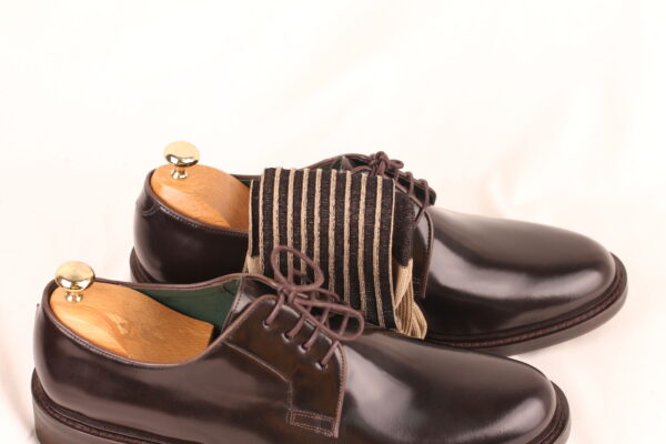 Beige Black Shadow Striped Cotton Socks - Image 7