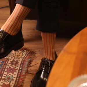 mens beige orange cotton over thec calf socks