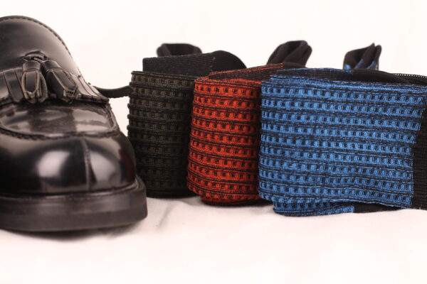 Black Striped Textured Cotton Socks