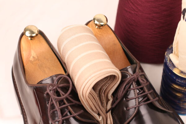 BEIGE IVORY OVER THE CALF SHADOW STRIPE