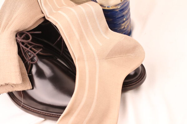 BEIGE IVORY OVER THE CALF SHADOW STRIPE - Image 5