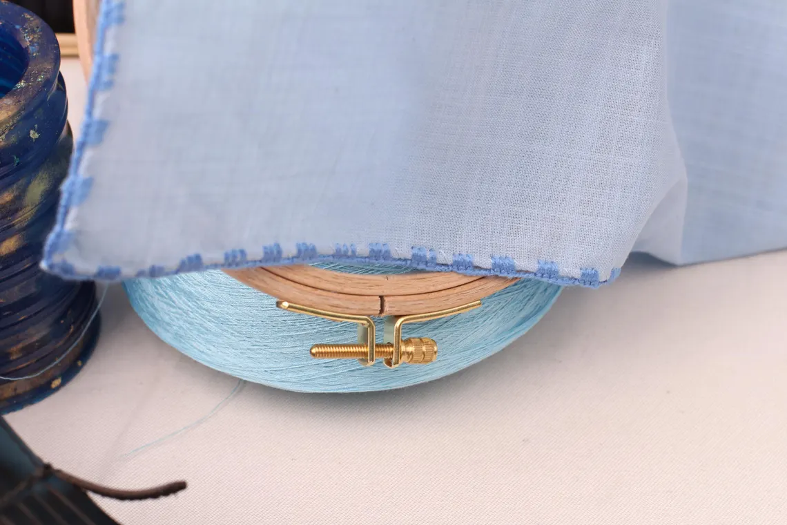 Blue Hand Made Linen Pocket Square - Image 4