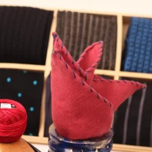 Blue - Stitch Red Linen Pocket Square