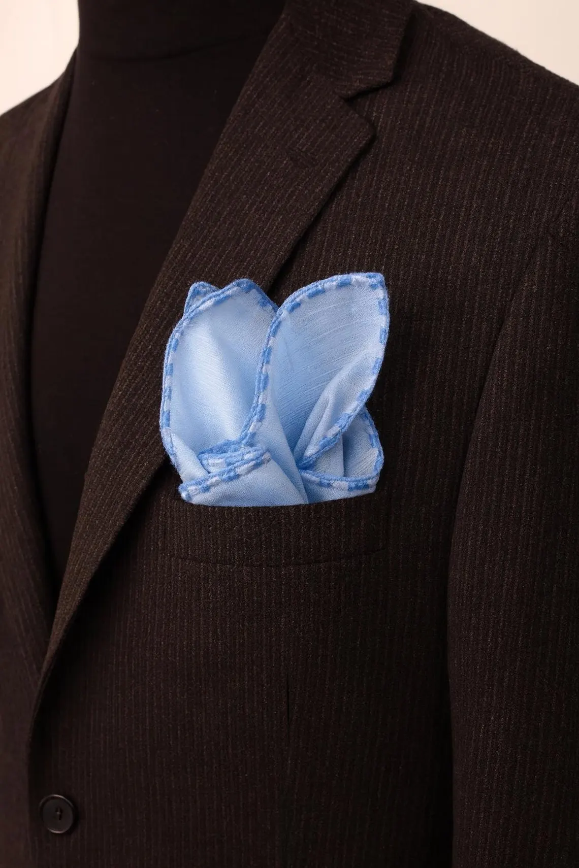 Blue Hand Made Linen Pocket Square - Image 10