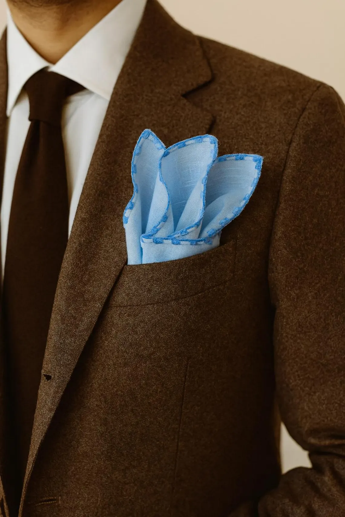 Blue Hand Made Linen Pocket Square - Image 11
