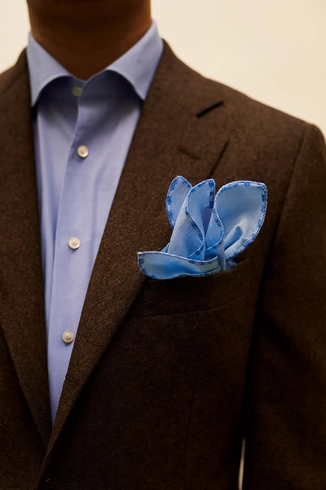 Blue Hand Made Linen Pocket Square - Image 12