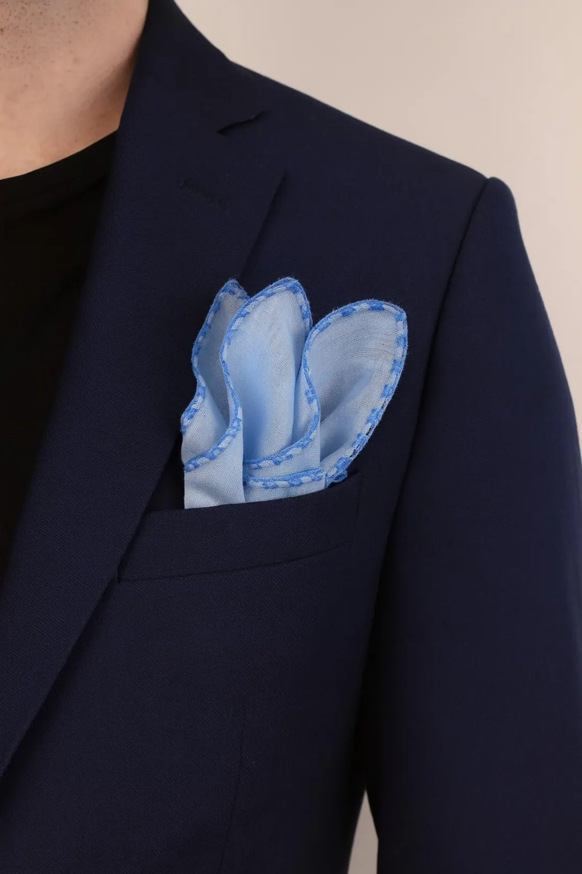 Blue Hand Made Linen Pocket Square - Image 14