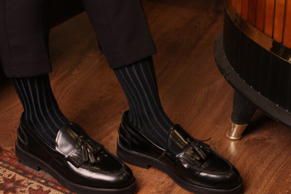 Mens Socks - Shadow Striped Socks - Gift For Dad - Gift for Husband - Mid Calf Socks - Black Socks - Over The Calf Socks -  1 Pack - Image 2