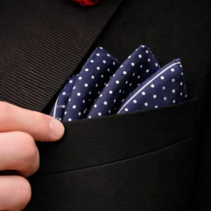 Navy blue celchuk silk mens pocket square