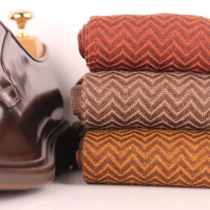 brown herringbone cotton socks for men