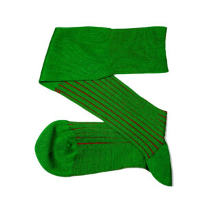 Shadow Stripe Pistacio Green Red Over The Calf Socks