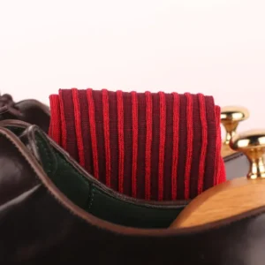 Red Burgundy Shadow Striped Cotton Socks