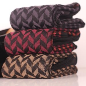Black herringbone dress socks for men in Egyptian cotton