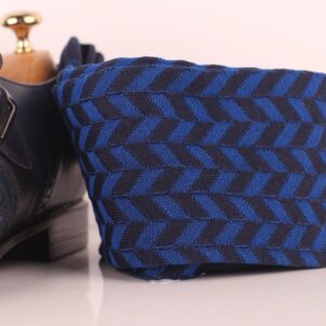 Navy Blue Royal Herringbone Striped Cotton Socks