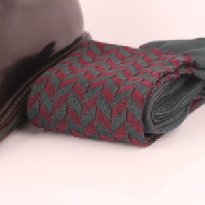 Green Herringbone Striped Cotton Socks