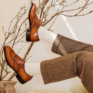 Undyed ribbed cotton socks for men in natural ecru color