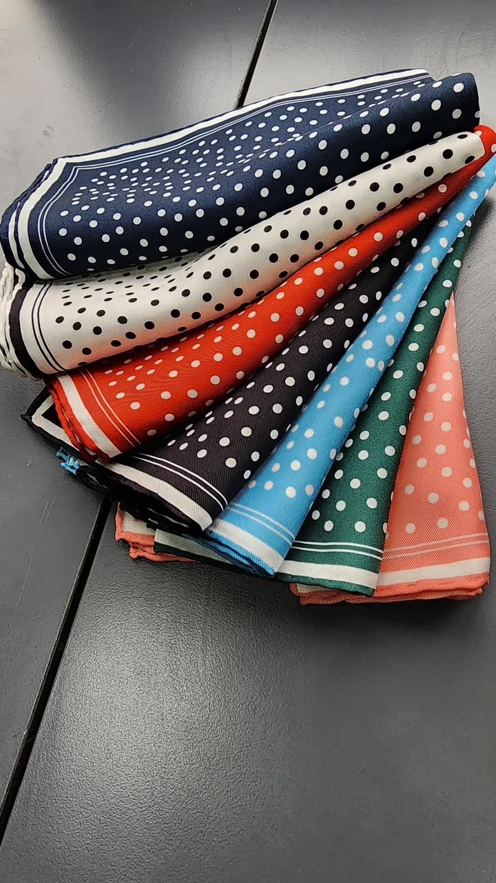 Polka dot silk pocket squares